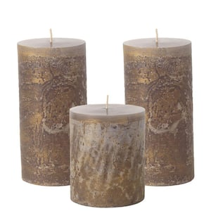 6", 6", and 4.5" Ritz Timber Pillar Candles (Set of 3)