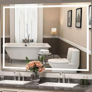 60 in. W x 48 in. H Large Rectangular Frameless Anti-Fog Dimmable Wall Mount LED Light Bathroom Vanity Mirror in White