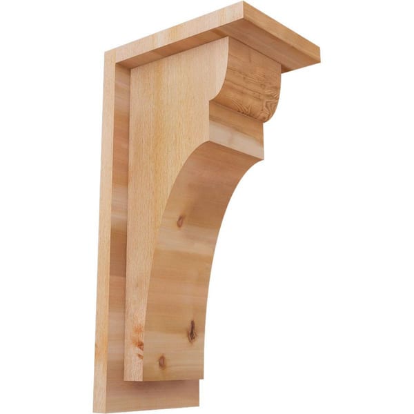 Ekena Millwork 6 in. x 8 in. x 16 in. Western Red Cedar Yorktown Rough Sawn Corbel with Backplate