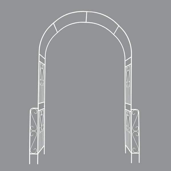 94.5 in. x 55 in. Metal Trellis Climbing Plants Garden Arbor in White