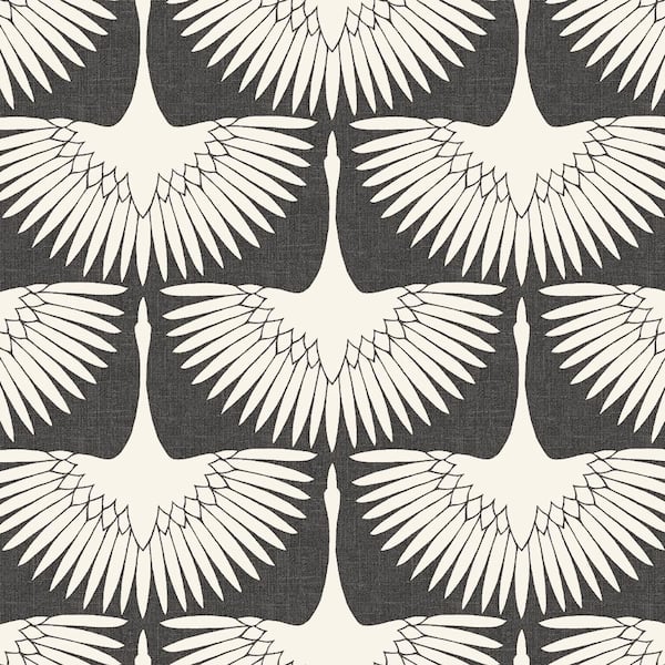 Tempaper Genevieve Gorder Feather Flock Storm Gray Peel and Stick Wallpaper Sample