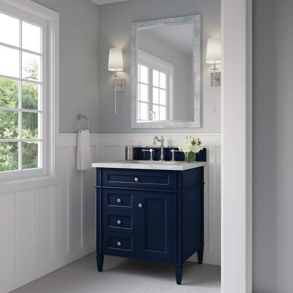 Brittany 30.0 in. W x 23.5 in. D x 34.0 in. H Bathroom Vanity in Victory Blue with Victorian Silver Silestone Quartz Top price history on PriceWatchPro