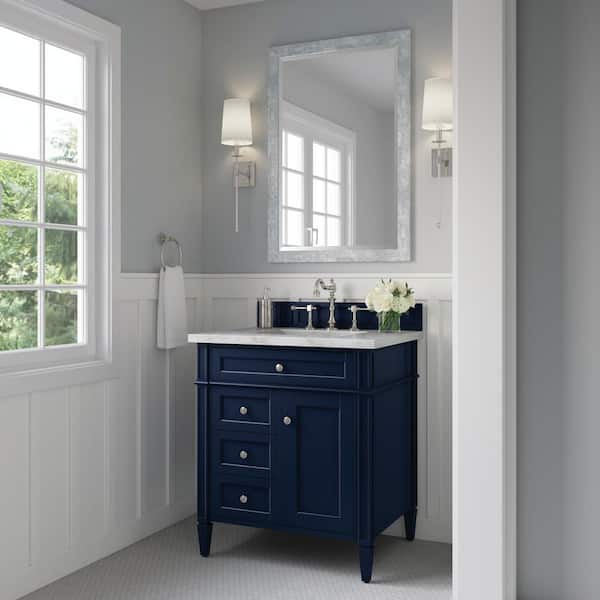 James Martin Vanities Brittany 30.0 in. W x 23.5 in. D x 34.0 in. H Bathroom Vanity in Victory Blue with Victorian Silver Silestone Quartz Top