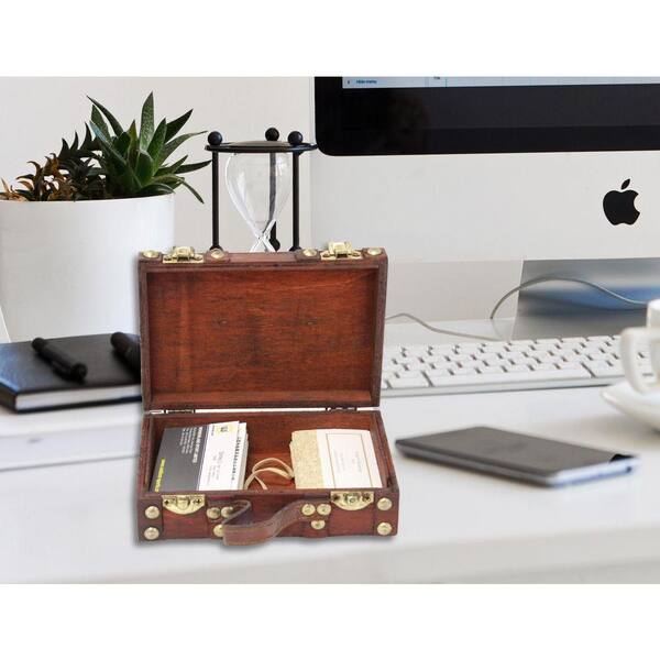 Vintiquewise 6.5 in. x 4.3 in. x 2 in. Wood and Faux Leather
