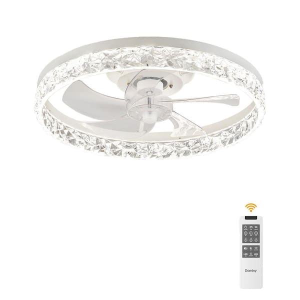 20 in. Indoor White Ceiling Fans with Lights and Remote, 6 CCT Dimmable Low Profile Ceiling Fan with Light