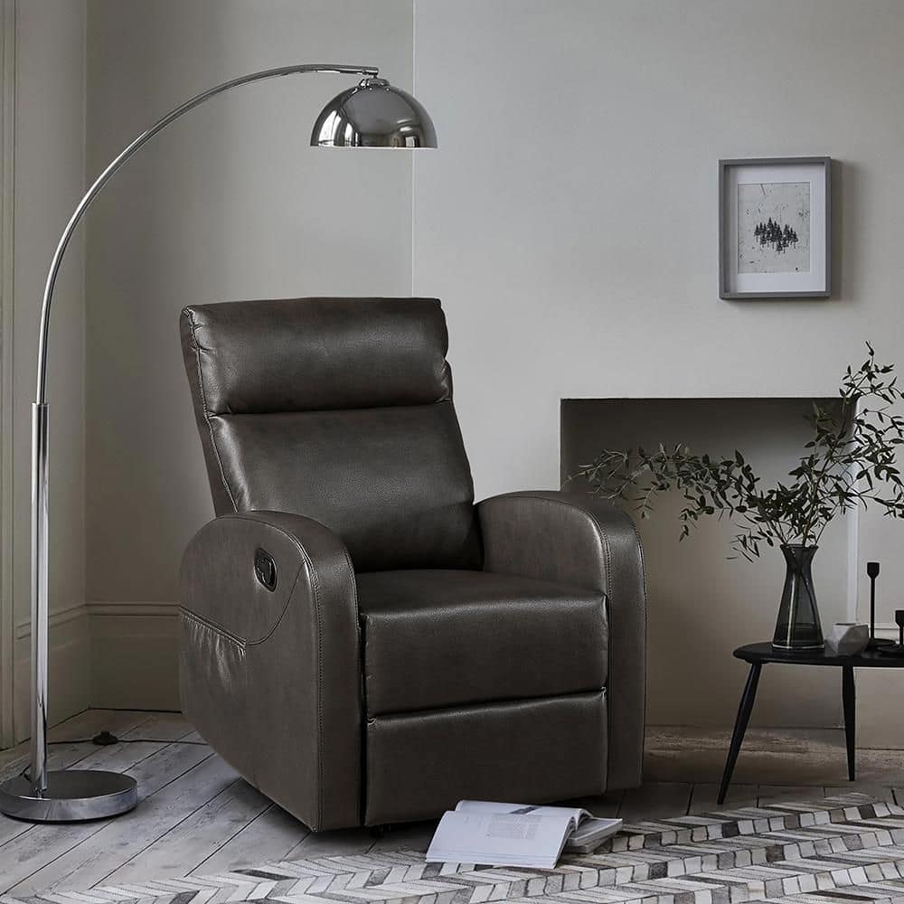 Lazzara Glendale Espresso Faux Leather Manual Recliner 9147PUE-1
