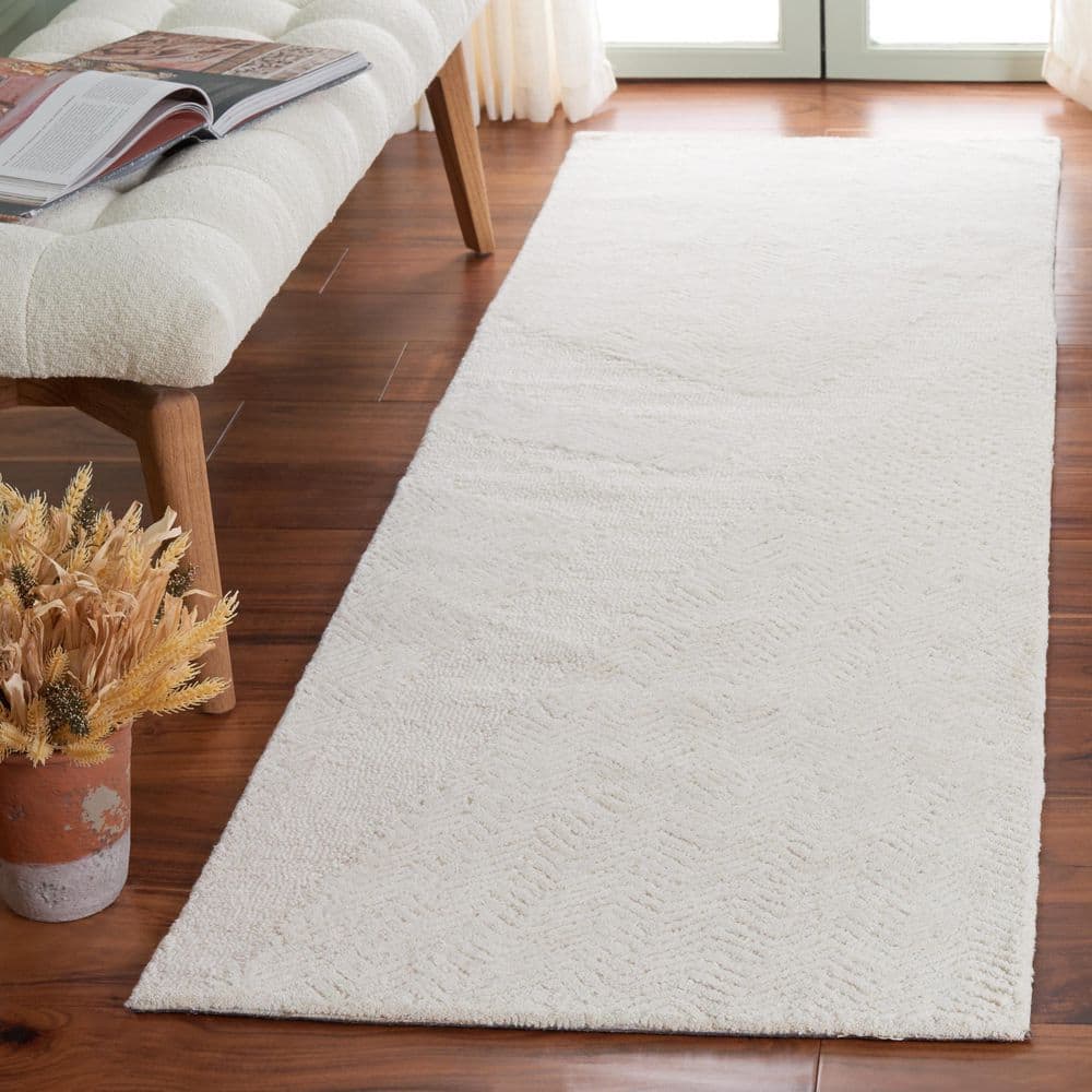 Pine 2 ft. x 8 ft. Ivory Wavy Solid Runner Rug price history on PriceWatchPro