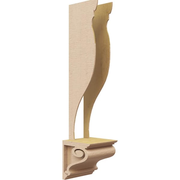 Ekena Millwork 4 in. x 4 in. x 4 in. Series 1 Wide Scroll Rough Cedar Woodgrain Timberthane Polyurethane Corbel, Primed Tan
