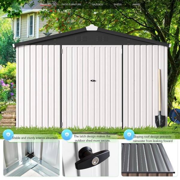 Sudzendf 10 ft. W x 14 ft. D White Metal Outdoor Storage Shed Tool