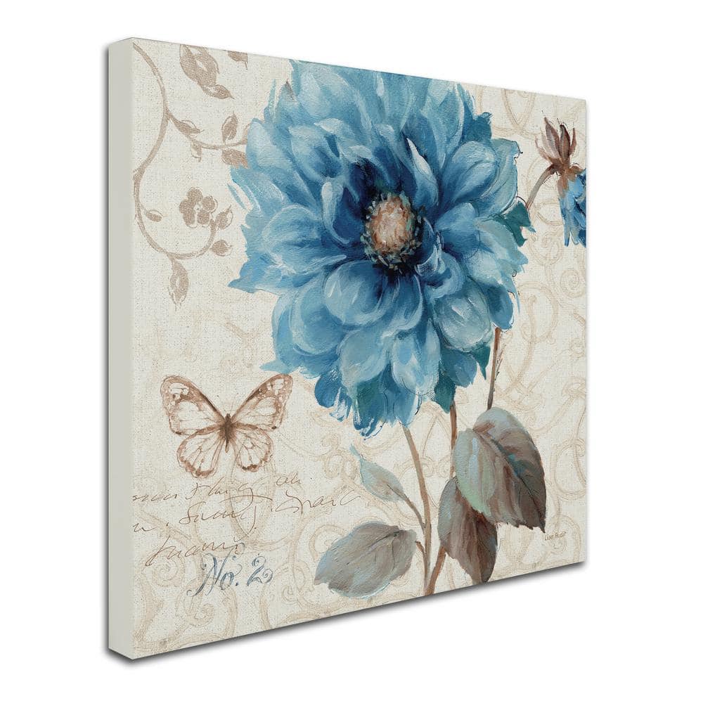 Lisa Audit Blue Floral Canvas Wall Art 24" x 24"