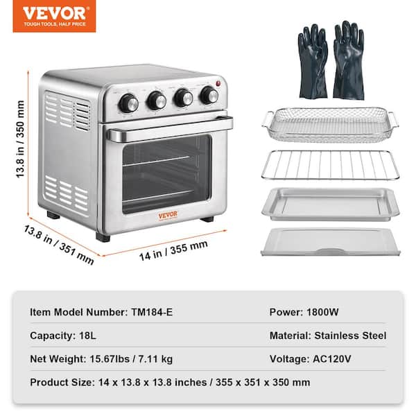 VEVOR 5-IN-1 Steam Oven Toaster, 12L Convection Oven, 1300W Steam Toaster  Oven Countertop Combo with Grill, Pizza Pan, Gloves, 2 Slices Toast, 6-inch