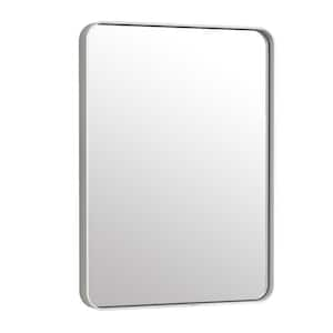 20 in. W x 30 in. H Modern Rectangular Aluminum Framed Wall Bathroom Vanity Mirror in Silver Gray