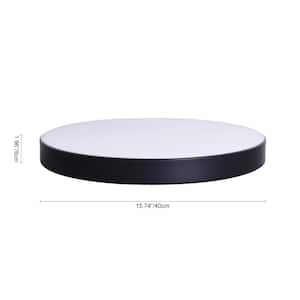 Lumin 15.8 in. W 1-Light Black Integrated LED Flush Mount with Banded Edge and Ultra-Thin Shaded for Bathroom Bedroom
