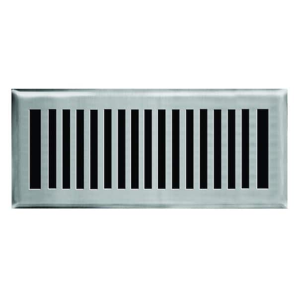 Hampton Bay 4 in. x 12 in. New York Modern Floor Register in Brushed Nickel
