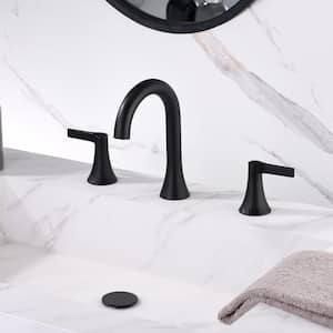 Contemporary 8 in. Widespread 2-Handle Bathroom Faucet in Matte Black