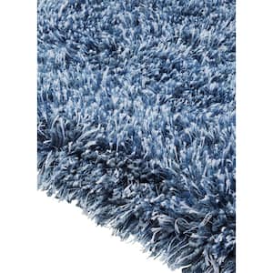 Microfiber Polyester Shag Persian Blue 5 ft. x 7 ft. Canilla Area Rug
