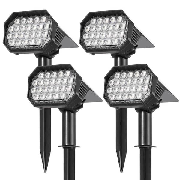 Honbei Black Integrated LED Weather Resistant Outdoor Landscape Path Light, 400 Lumens Solar Outdoor Garden Yard Lights(4-Pack)