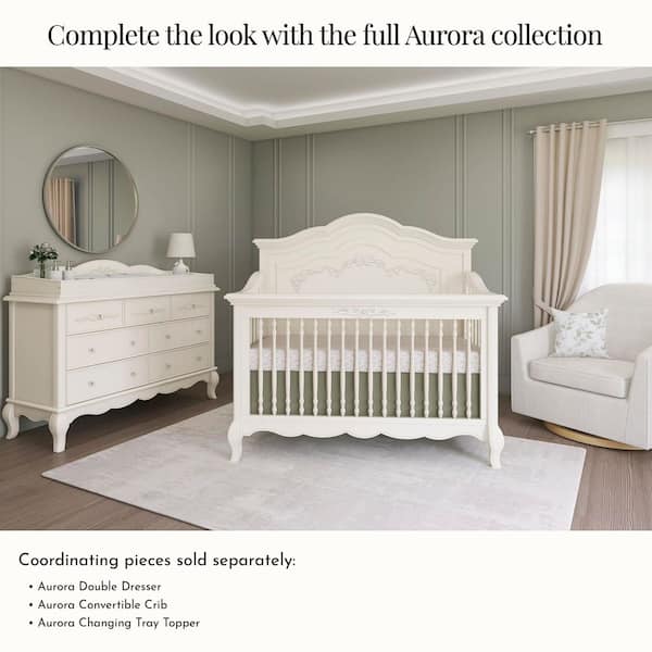 Evolur Aurora Ivory Lace Pearl 5-in-1 Convertible Crib 832