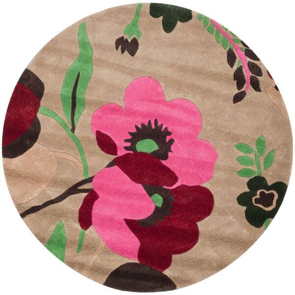 SAFAVIEH Bella Sand/Multi 5 ft. x 5 ft. Round Area Rug