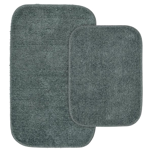 Garland Rug Traditional Dark Gray 2-Piece Washable Bathroom Rug Set