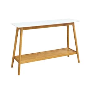 Oslo 48 in. White Standard Rectangle Wood Console Table with Shelves