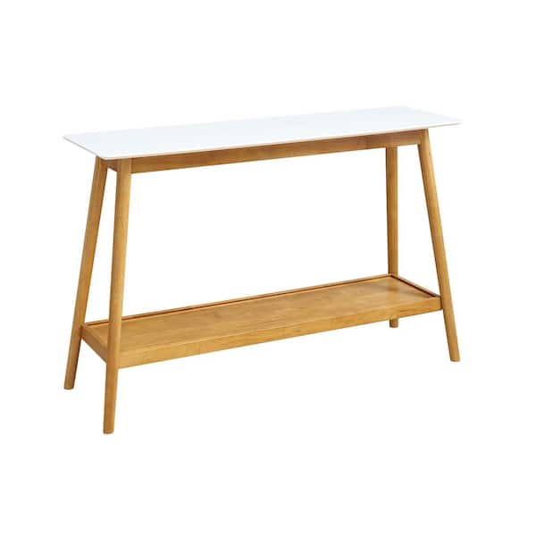 Convenience Concepts Oslo 48 in. White Standard Rectangle Wood Console Table with Shelves