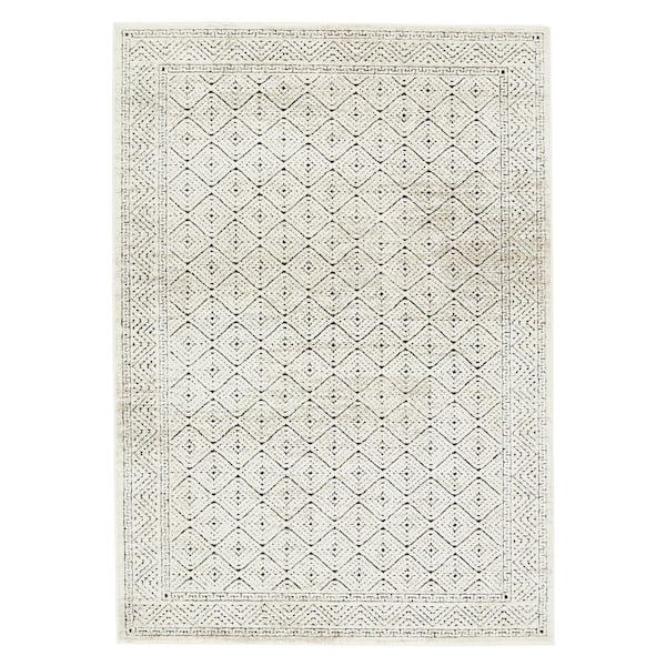 VIBE BY JAIPUR LIVING Yadira Cream/Black 6 ft. 7 in. x 9 ft. 6 in. Trellis Rectangle Area Rug