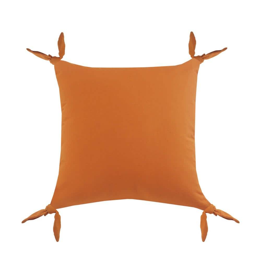 Get Knotty Thai Orange Solid Corner Tie Soft Poly- Fill 20 in. x 20 in. Ind
