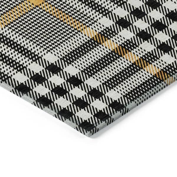 Chantille Machine Washable Indoor/Outdoor Abstract ACN1054 Black 8 ft. x 8 ft. Area Rug