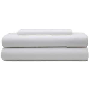 3-Piece White Solid 600 Thread Count Cotton Blend Twin Sheet Set
