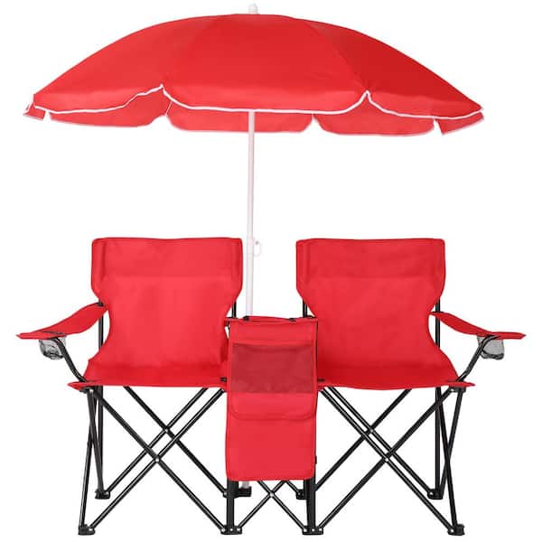 Portable 2-Person Fishing Chair with Removable Umbrella