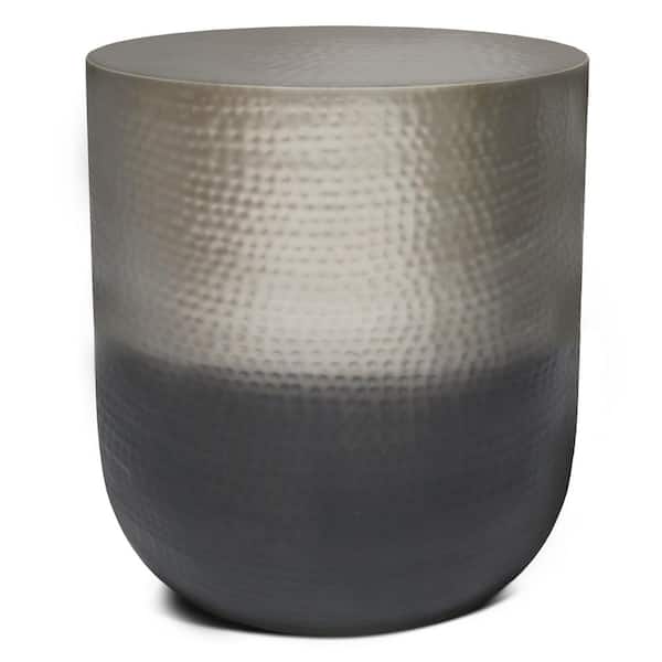 Simpli Home Nova Boho 19 in. Wide Metal Side Table in Silver Ombre, Fully Assembled
