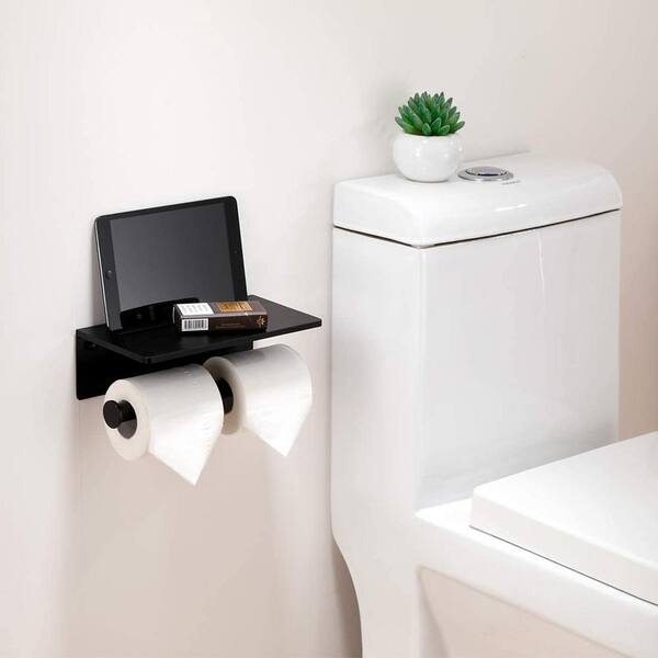 Toilet Tissue Holder With Shelf, Wall Mounted Toilet Roll Paper