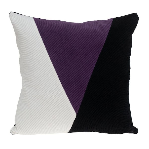 HomeRoots Black Geometric Polyester 20 in. x 20 in. Throw Pillow