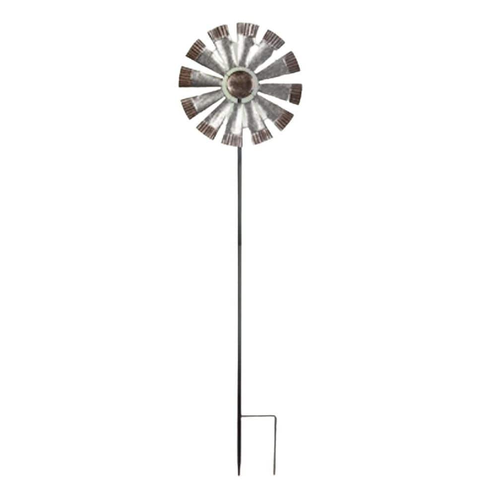 50.9 in. H Metallic Silver Metal Wind Spinners Outdoor Windmill Vintage Sty