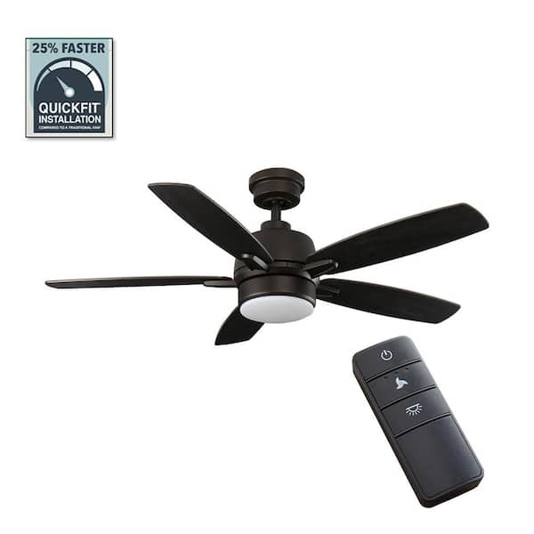 Home Decorators Collection Fawndale 46 in. Indoor Integrated LED Bronze Ceiling Fan with Light Kit, 5 Reversible Blades and Remote Control