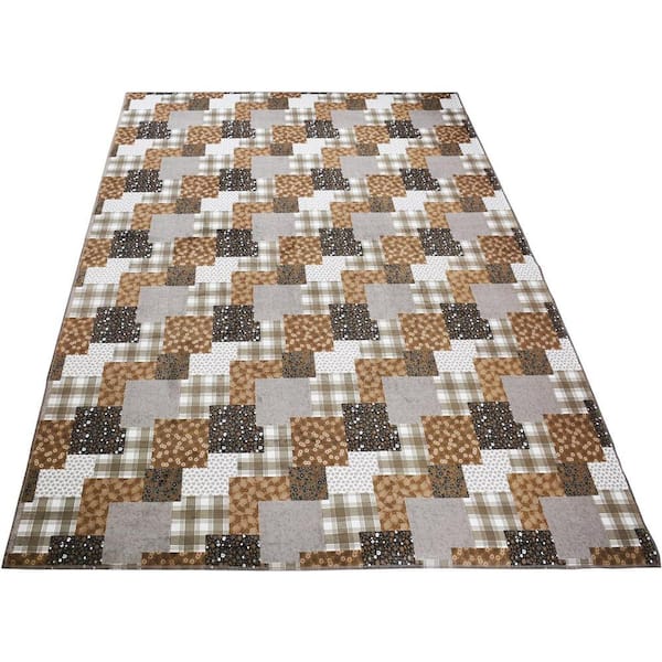 Brown Patchwork 5 ft. x 7 ft. Area Rug