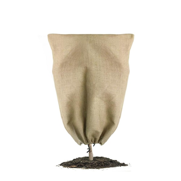 Wellco 63 in. x 48 in. Burlap Winter Plant Cover Bags Freeze Protection with Rope (1-Pack)