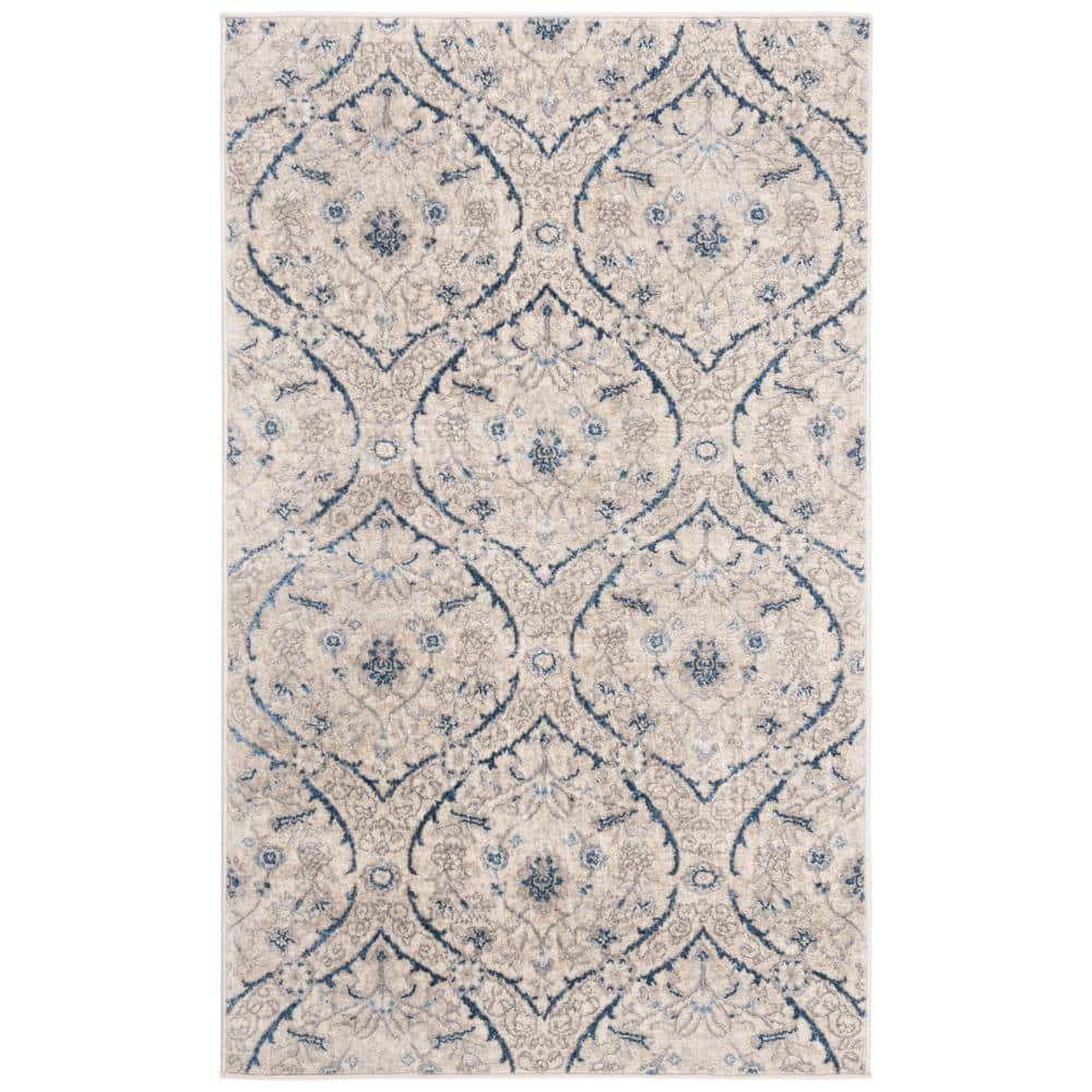 Elegant Gray Synthetic 4' x 6' Hand-Knotted Area Rug