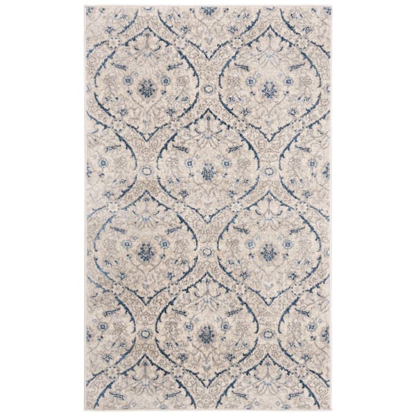 SAFAVIEH Brentwood Light Gray/Blue 4 ft. x 6 ft. Floral Geometric Medallion Area Rug