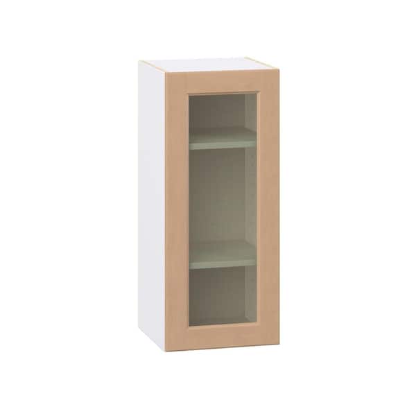 Lakewood Sugar Cookie Shaker Assembled Wall Kitchen Cabinet with Glass Door (15 in. W x 35 in. H x 14 in. D)