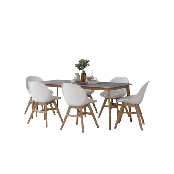 Unbranded Midtown Concept Clara 7-Piece White Chairs Indoor Dining Plastic Top Table Dining Set Kitchen Table with Chairs