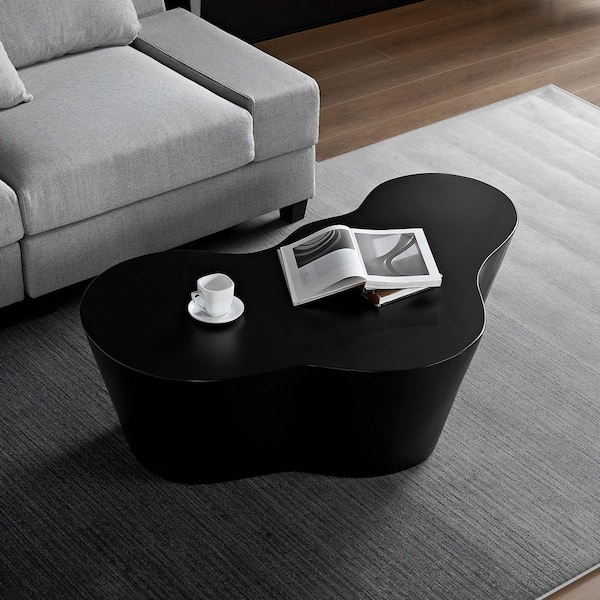 Ismaela 50 in. Black Specialty Shape Fiberglass Top Coffee Table