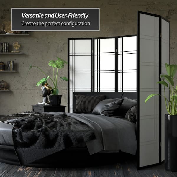 6 ft. Black 5-Panel Room Divider