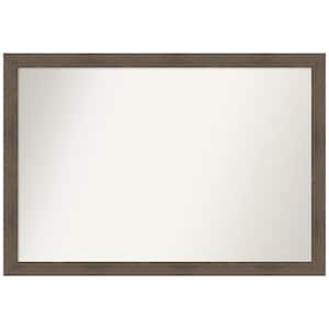 Hardwood Mocha Narrow 39 in. W x 27 in. H Rectangle Non-Beveled Wood Framed Wall Mirror in Brown