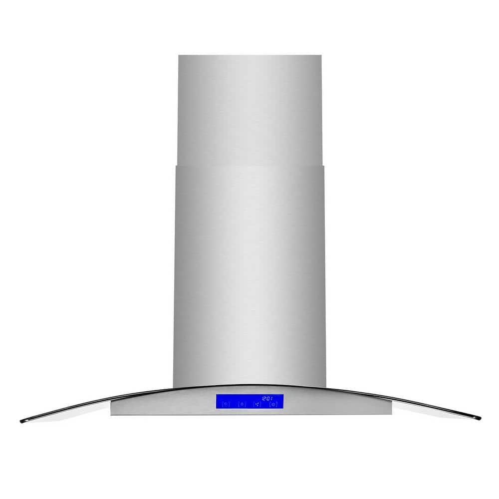Cosmo 36" Stainless Steel Convertible Island Range Hood with LED Lighting