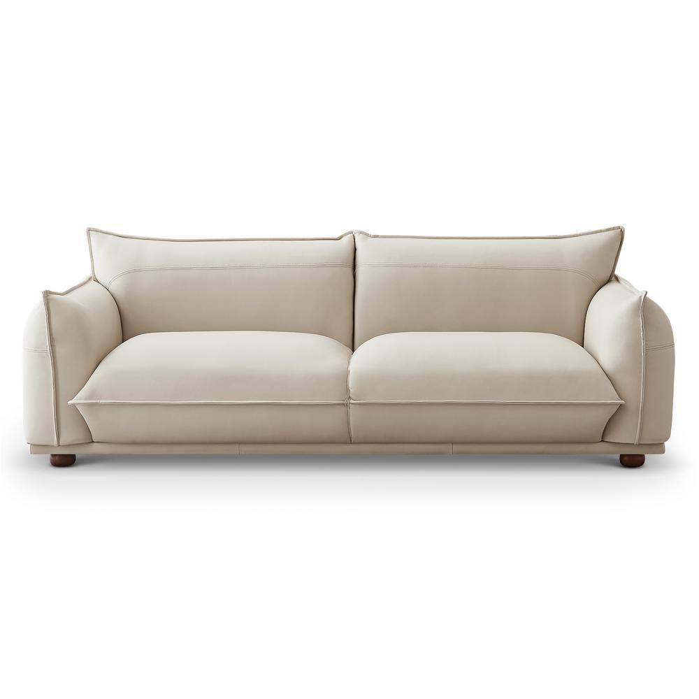 Ashcroft Furniture Co Maybelle In Round Arm Leather Rectangle Modern Luxury Tight Back Sofa