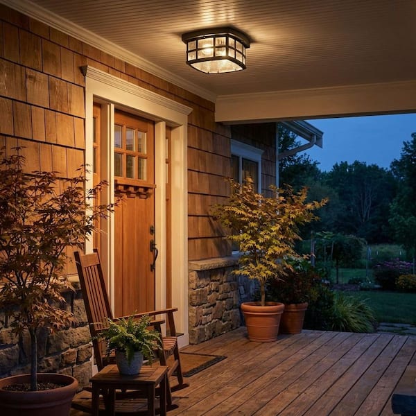 Quoizel Stonington 1-Light Mystic Black Outdoor Flush Mount