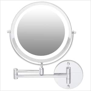 1.6 in. x 13.2 in. Lighted Magnifying Wall Makeup Mirror in Polished Chrome