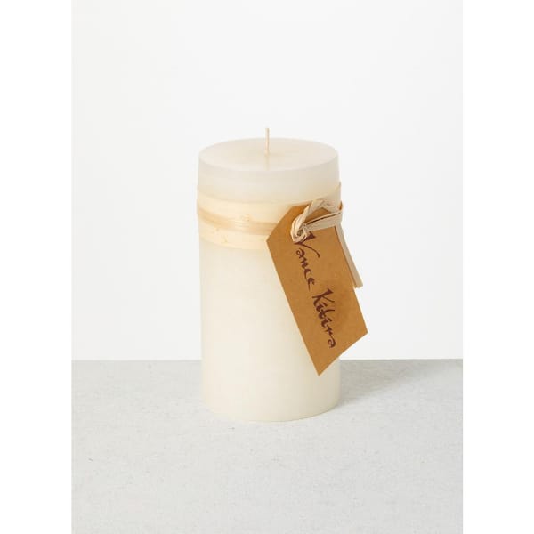 Vance Kitira 6 in. Melon White Timber Pillar Candle